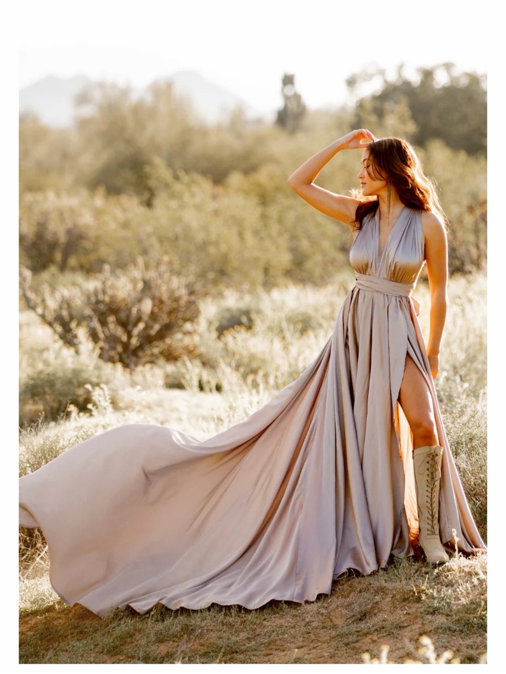 Joyfolie GOLD Maxi Halter Gown with Waist Tie